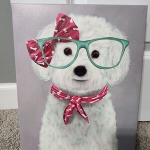 Cute Dog Canvas with Pink Accessories
